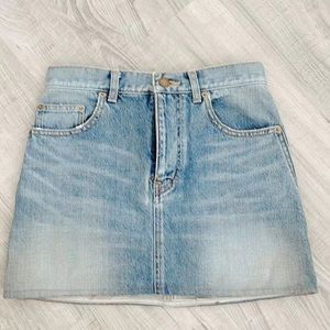 Saint Laurent Distressed Denim Skirt size 24